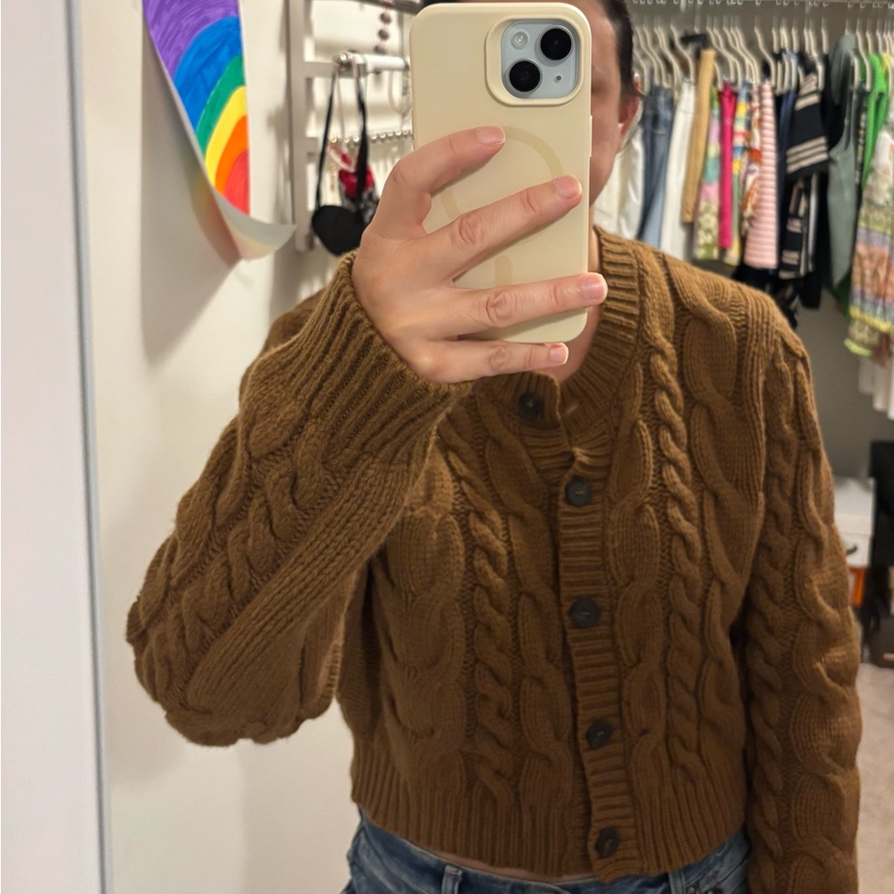 Frame Cable Knit Cardigan